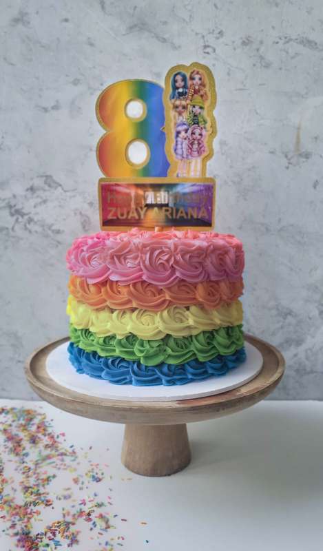 RAINBOW HIGH CAKE TOPPER birthday party themed decor glitter shaker style personalized with name ...