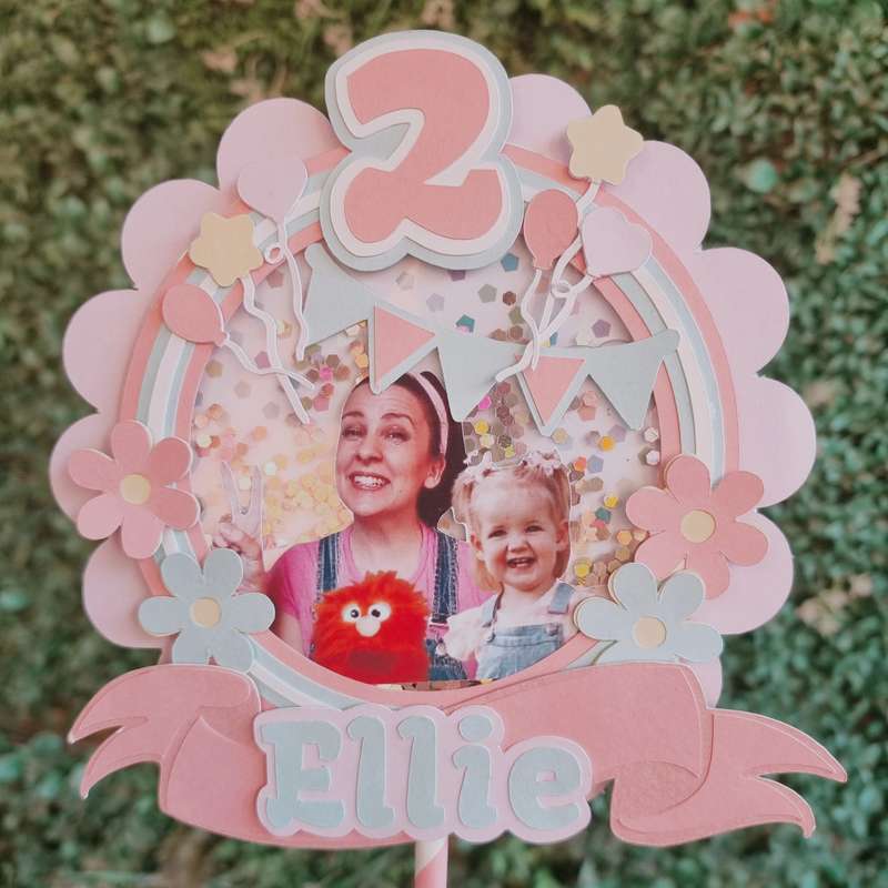MS RACHEL CAKE TOPPER birthday party themed decor glitter shaker style personalized with name and...