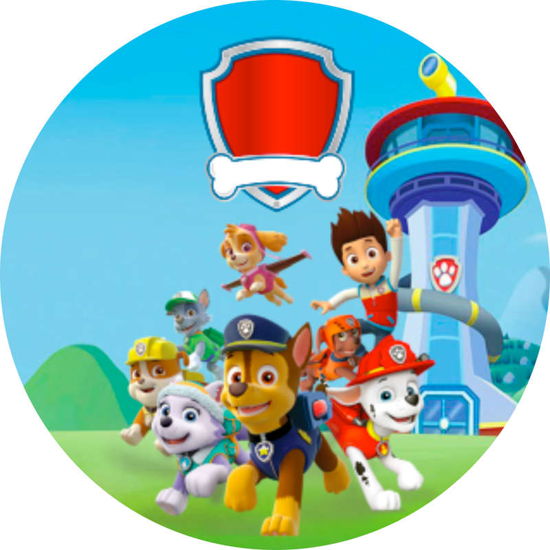 PAW PATROL PARTY DECOR, Round Backdrop Balloon Garland Plinth and Character Cutouts