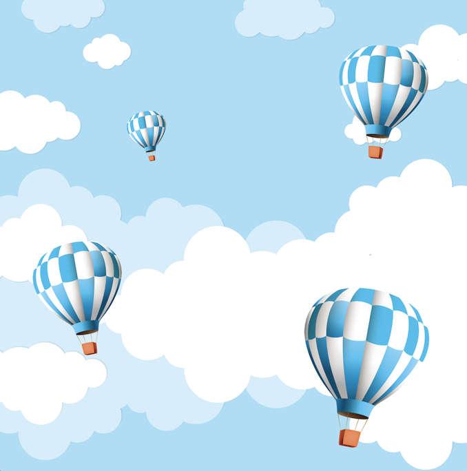 HOT AIR BALLOON PARTY DECOR, Rectangular Backdrop and Balloon Garland