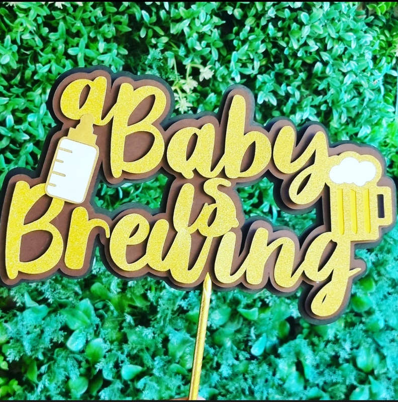BABY IS BREWING CAKE TOPPER