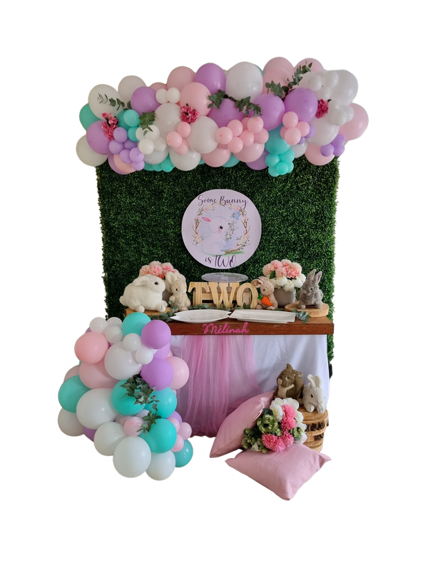 SOME BUNNY PARTY DECOR Rectangular Faux Green Backdrop Balloon Garland Main Table