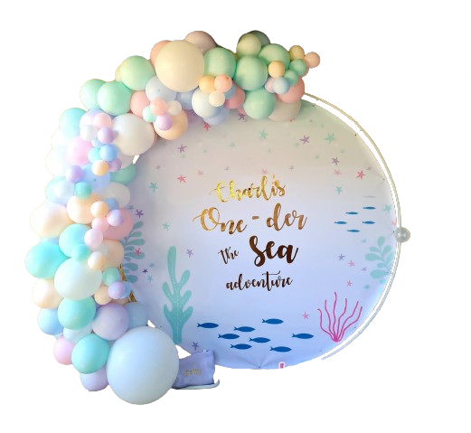 UNDER THE SEA/ONE DER THE SEA/MERMAID PARTY DECOR Round Backdrop Balloon Garland