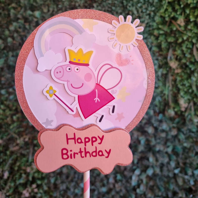 Peppa Pig Cake Topper- Pink Princess