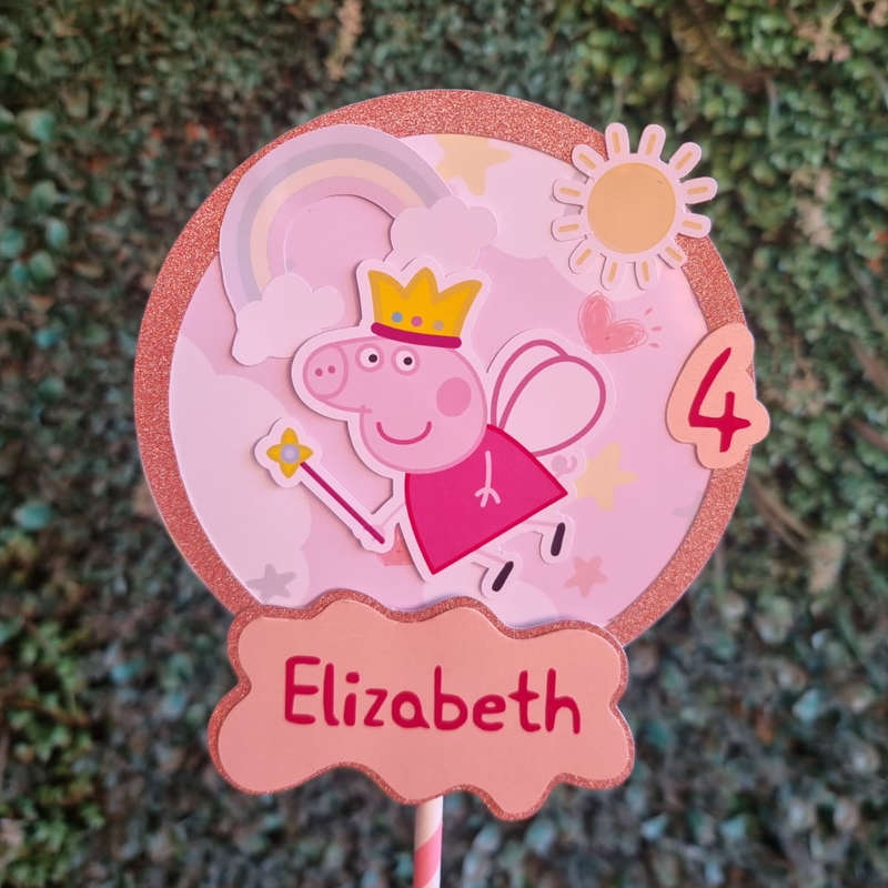 Peppa Pig Cake Topper- Pink Princess