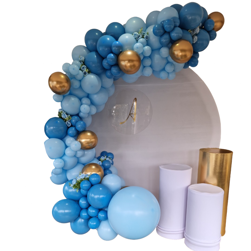 BASIC ROUND BACKDROP Balloon Garland and Plinths