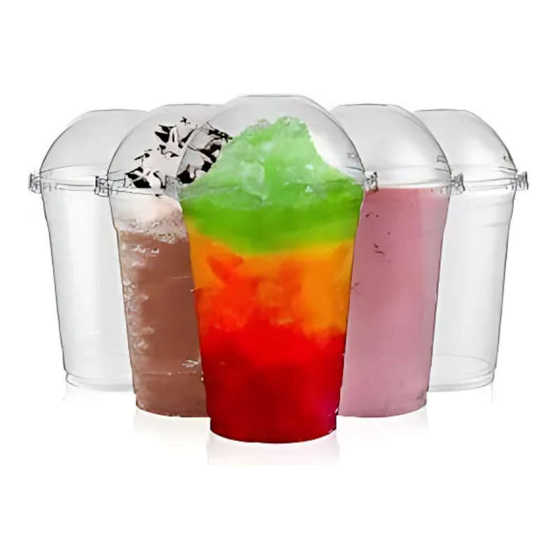 Disposable Smoothie  Cups - Plastic, With Lids, 10s