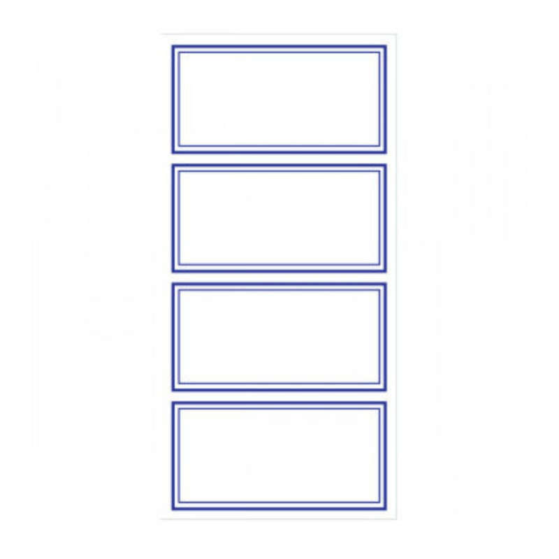 Blue Border Labels.