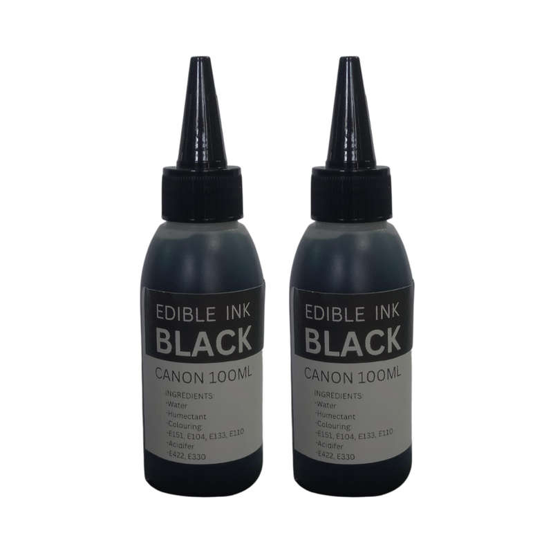 Edible Ink Refill Bottles For Ink Tank Printers - 2 Pack, Black