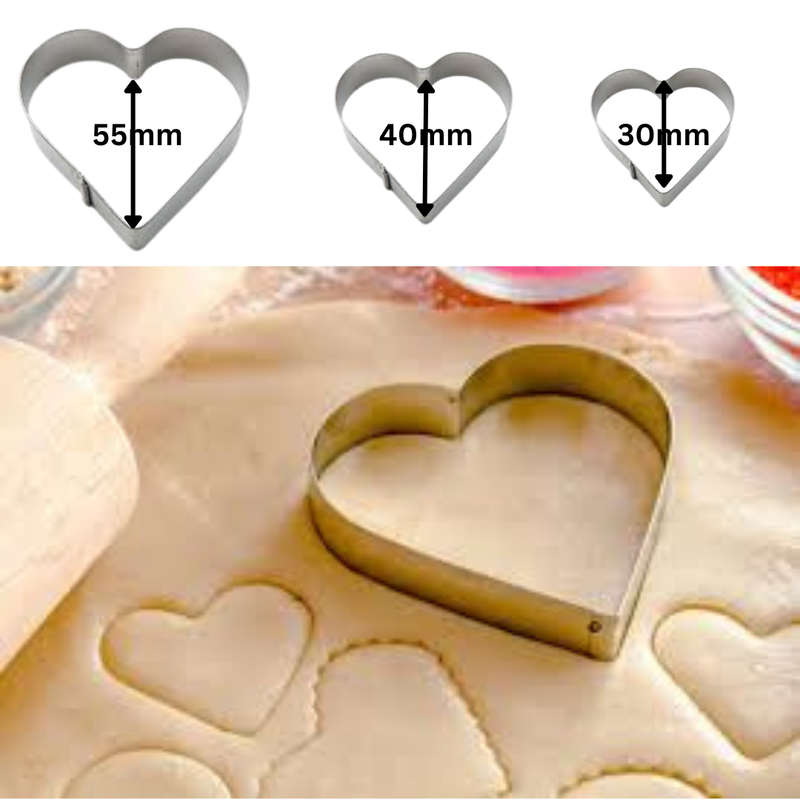 Cookie Cutter Set S/Steel Heart - 3's