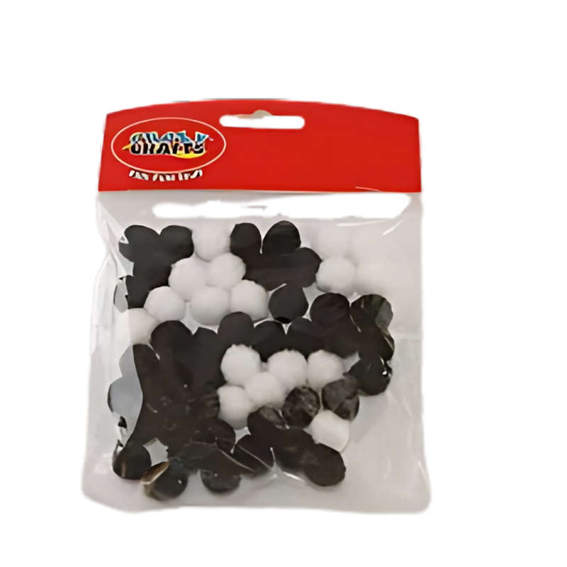 Crazy Crafts Pom Poms - Black & White Mix