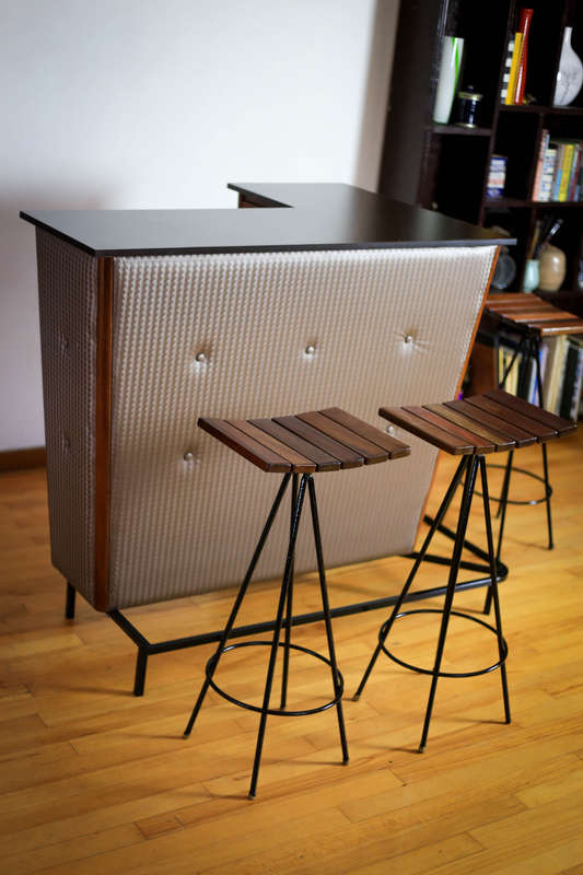 Mid Century Bar Counter and Three Chairs - Chair