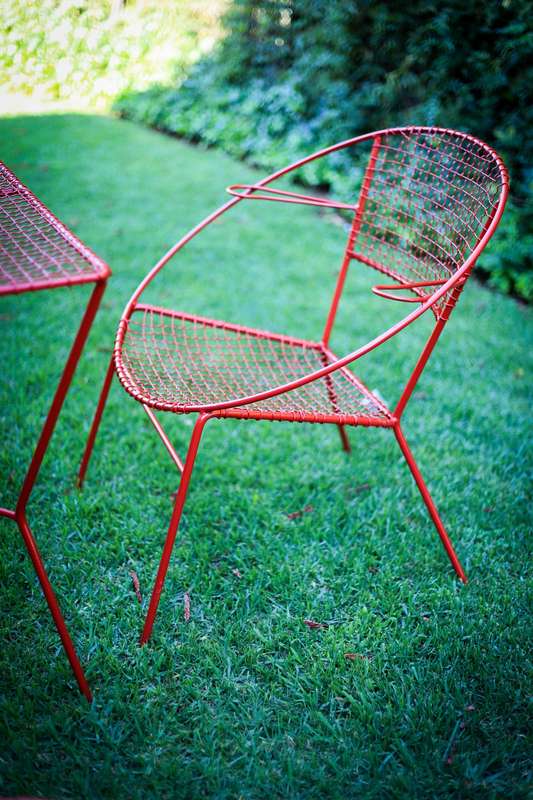 Red Retro Garden Furniture Set - Chair