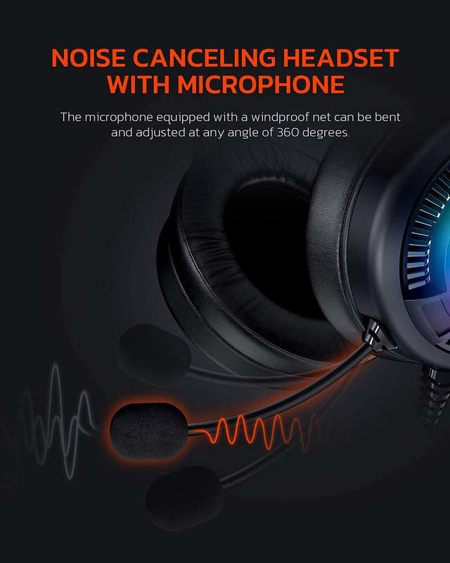 DAREU EH416 USB RGB Backlit Mirror Gaming Headset with 7.1 Surround Sound and Noise Canceling Mic