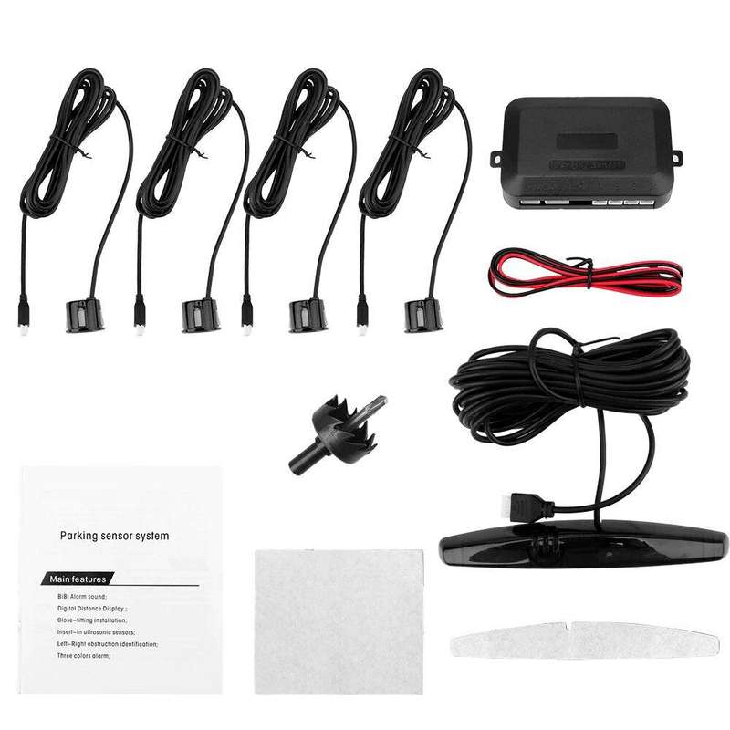 Parking Sensor Reverse System With 4 Sensors For Car-AK-888 - Black