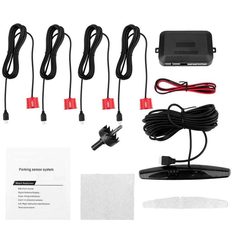 Parking Sensor Reverse System With 4 Sensors For Car-AK-888 - Black