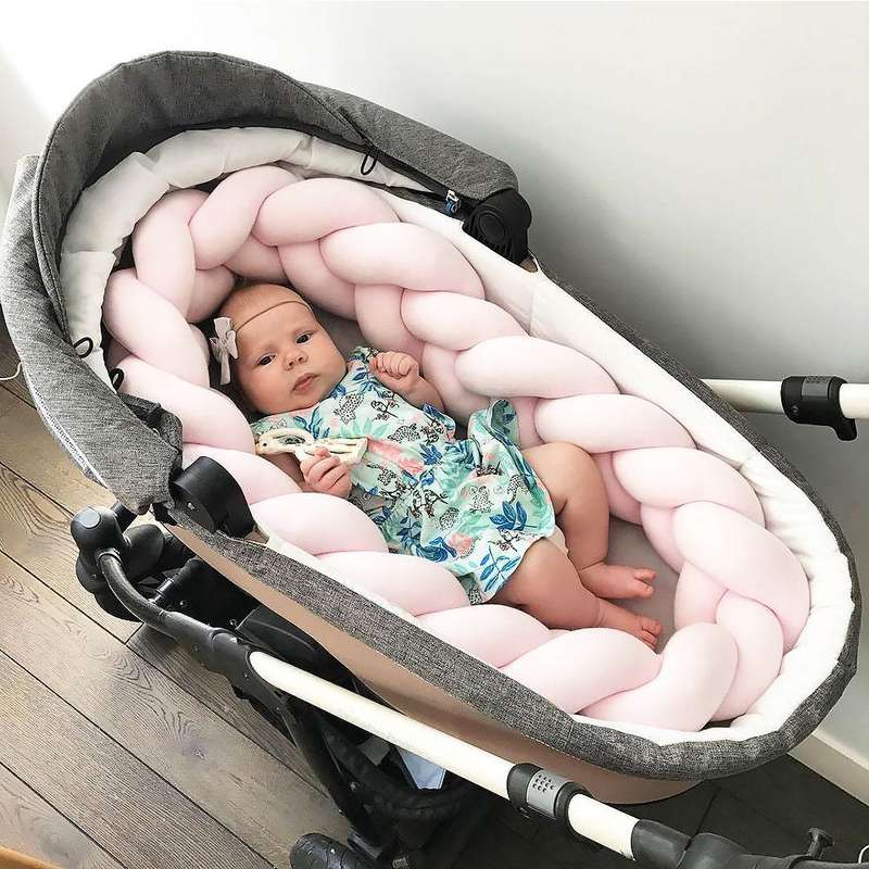 Cot Bumper Pink , Grey , & Mixed colors Pink with white &grey ,Green with grey & white 2 metres