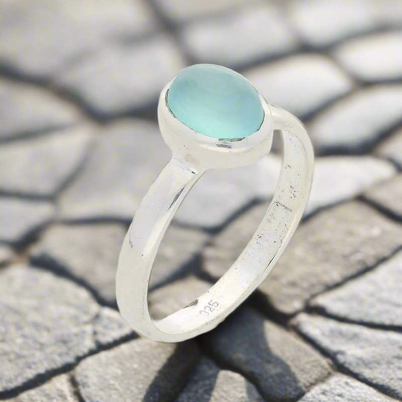 Blue Chalcedony Ring  Serenity & Self-Expression in Sterling Silver