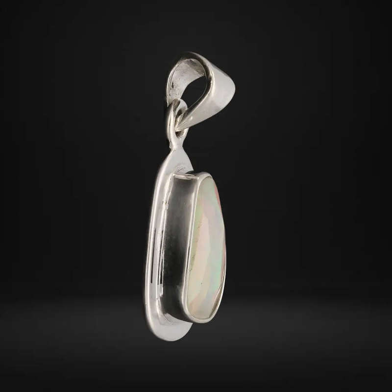 Radiant Ethiopian Opal Sterling Silver Pendant