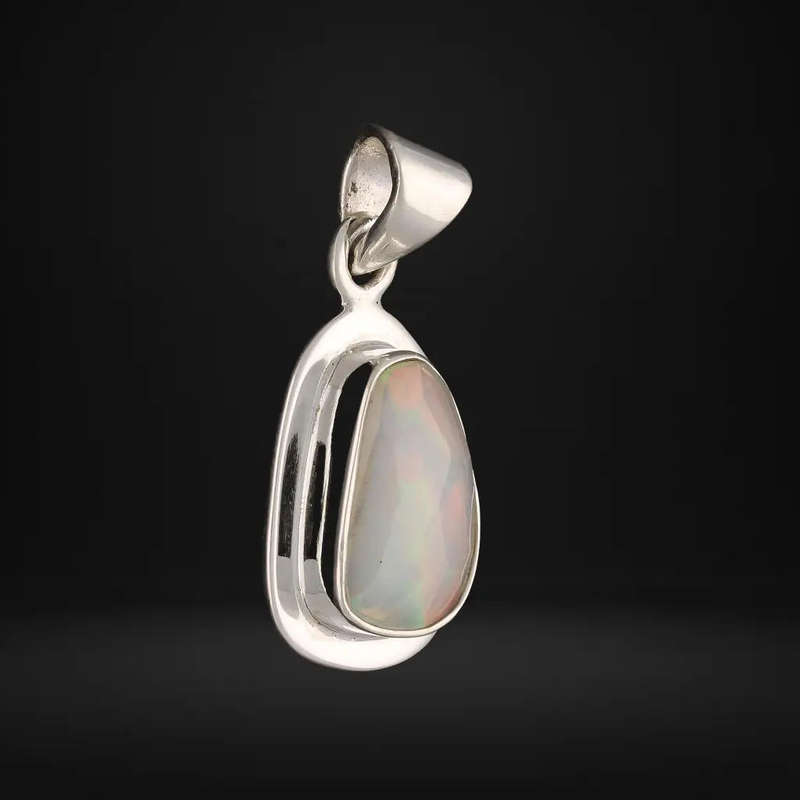 Radiant Ethiopian Opal Sterling Silver Pendant