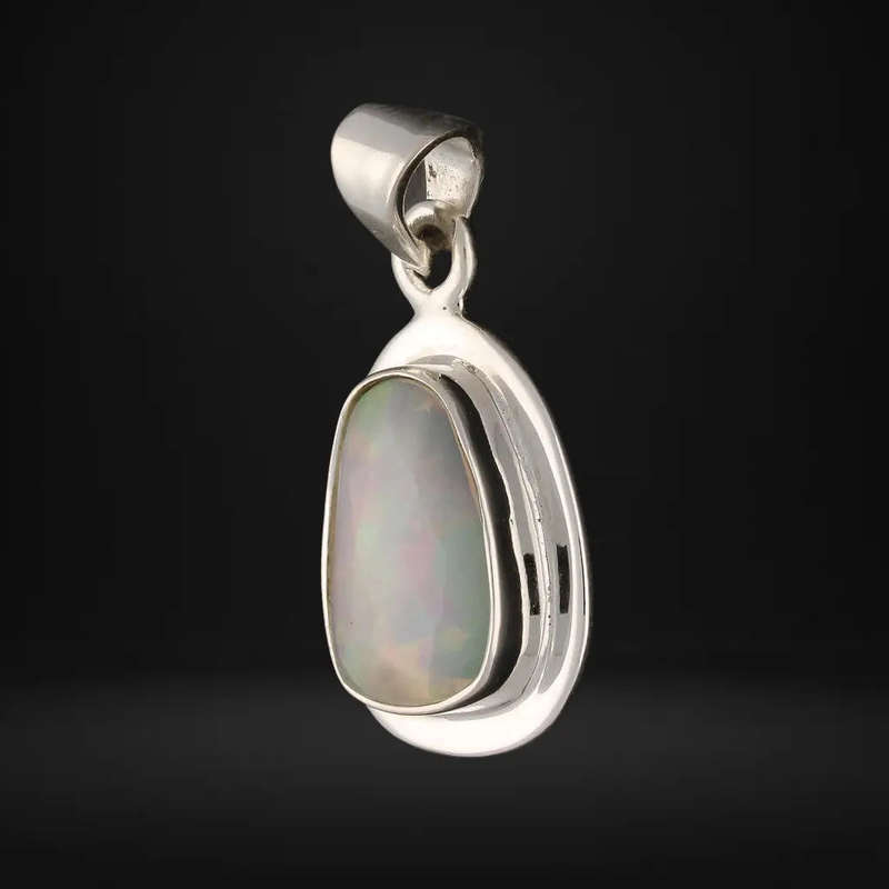 Radiant Ethiopian Opal Sterling Silver Pendant
