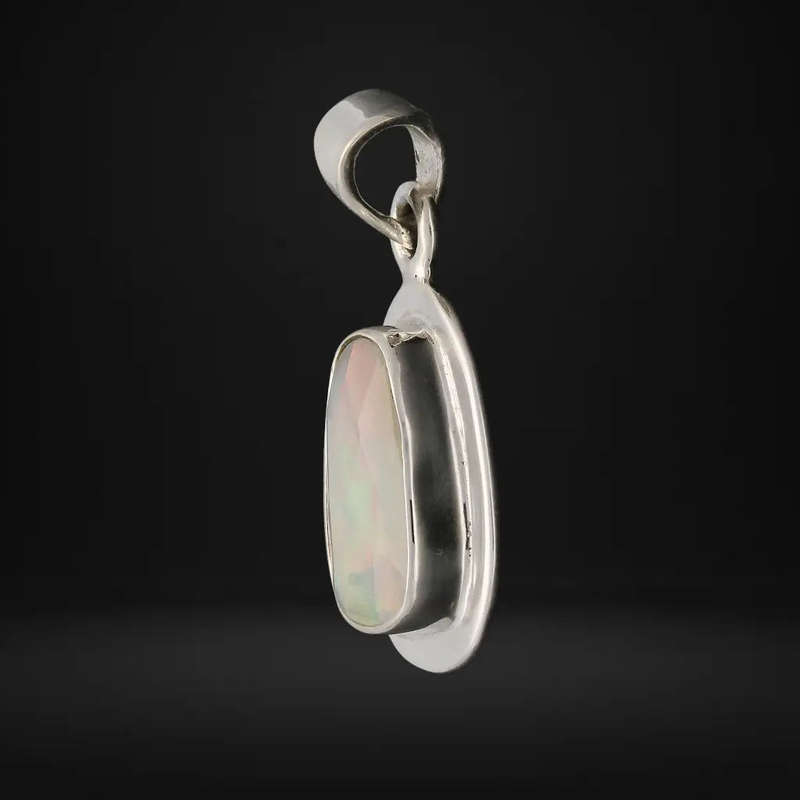 Radiant Ethiopian Opal Sterling Silver Pendant