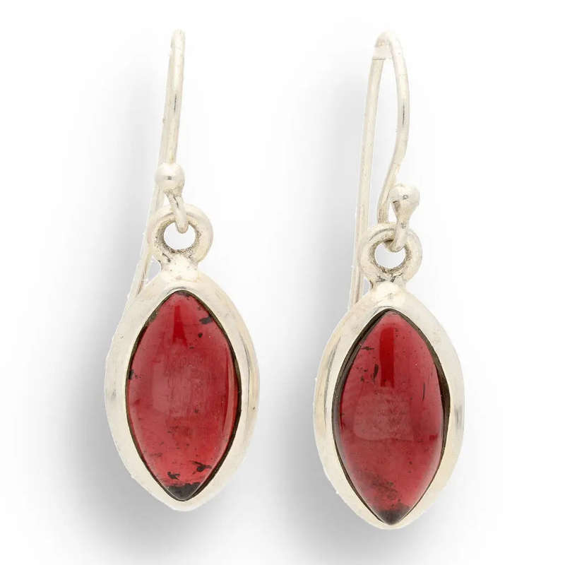 Fiery Grace - Sterling Silver Garnet Drop Earrings