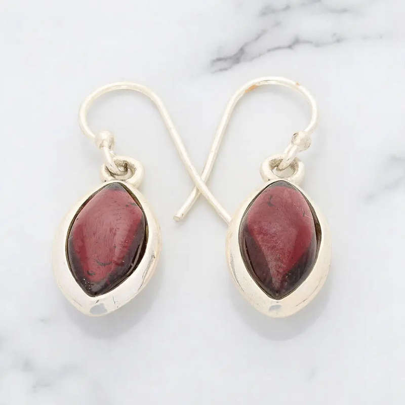 Fiery Grace - Sterling Silver Garnet Drop Earrings