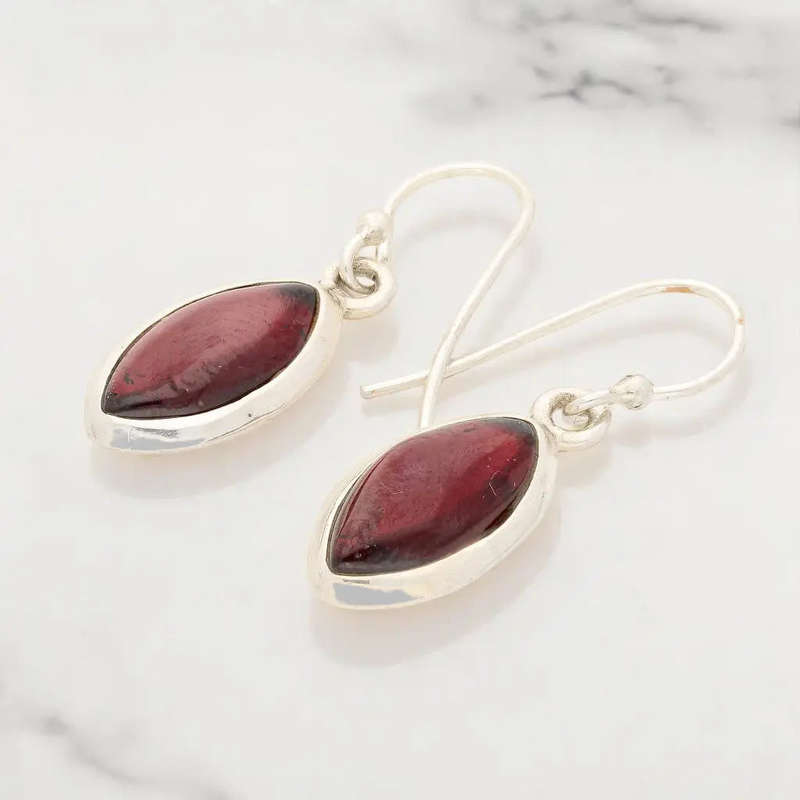 Fiery Grace - Sterling Silver Garnet Drop Earrings