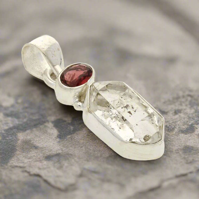 Herkimer & Garnet Duo in Sterling Silver - Celestial Sparkle