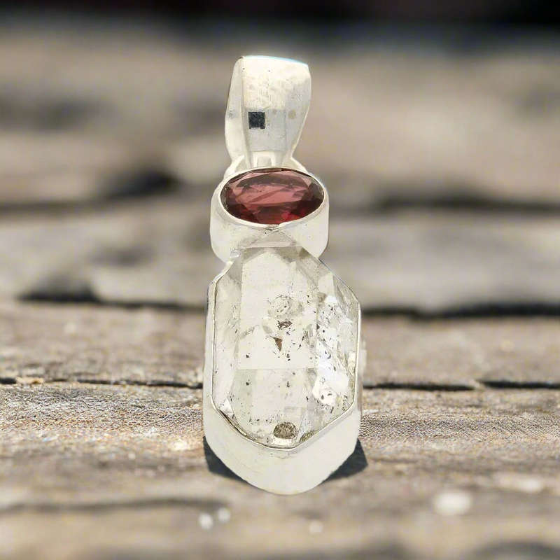 Herkimer & Garnet Duo in Sterling Silver - Celestial Sparkle