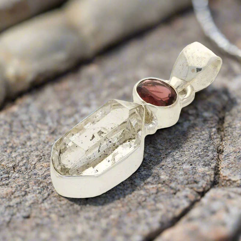 Herkimer & Garnet Duo in Sterling Silver - Celestial Sparkle