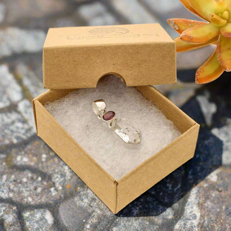 Herkimer & Garnet Duo in Sterling Silver - Celestial Sparkle