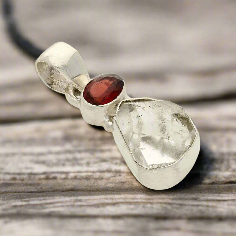 Herkimer & Garnet Duo in Sterling Silver - Celestial Sparkle