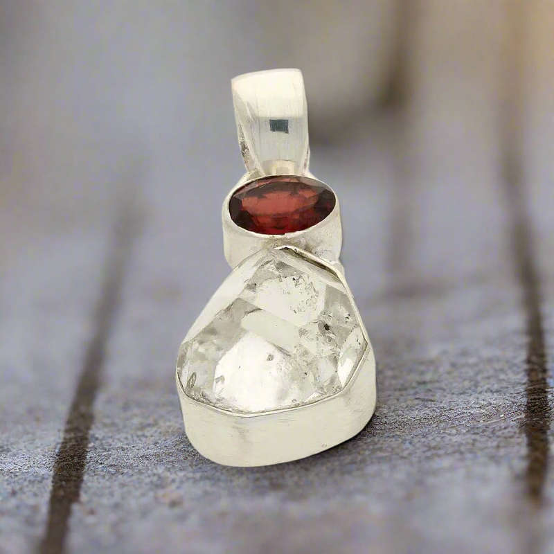 Herkimer & Garnet Duo in Sterling Silver - Celestial Sparkle