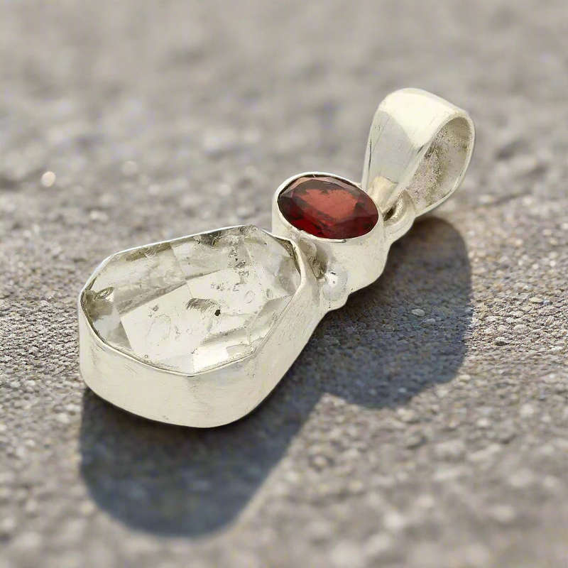 Herkimer & Garnet Duo in Sterling Silver - Celestial Sparkle