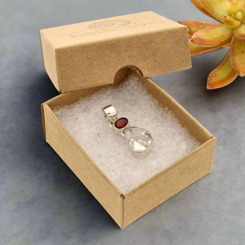 Herkimer & Garnet Duo in Sterling Silver - Celestial Sparkle