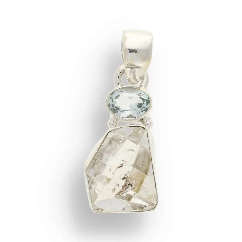 Herkimer Diamond & Blue Topaz Harmony Pendant - Clarity & Calm