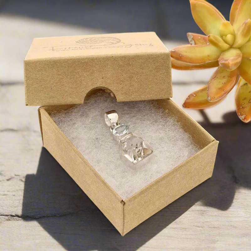 Herkimer Diamond & Blue Topaz Harmony Pendant - Clarity & Calm