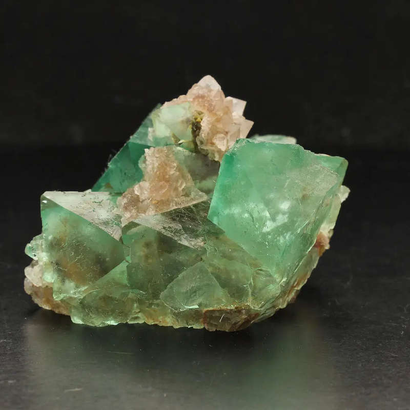 Exceptional Green Octahedral Fluorite Cluster with Quartz