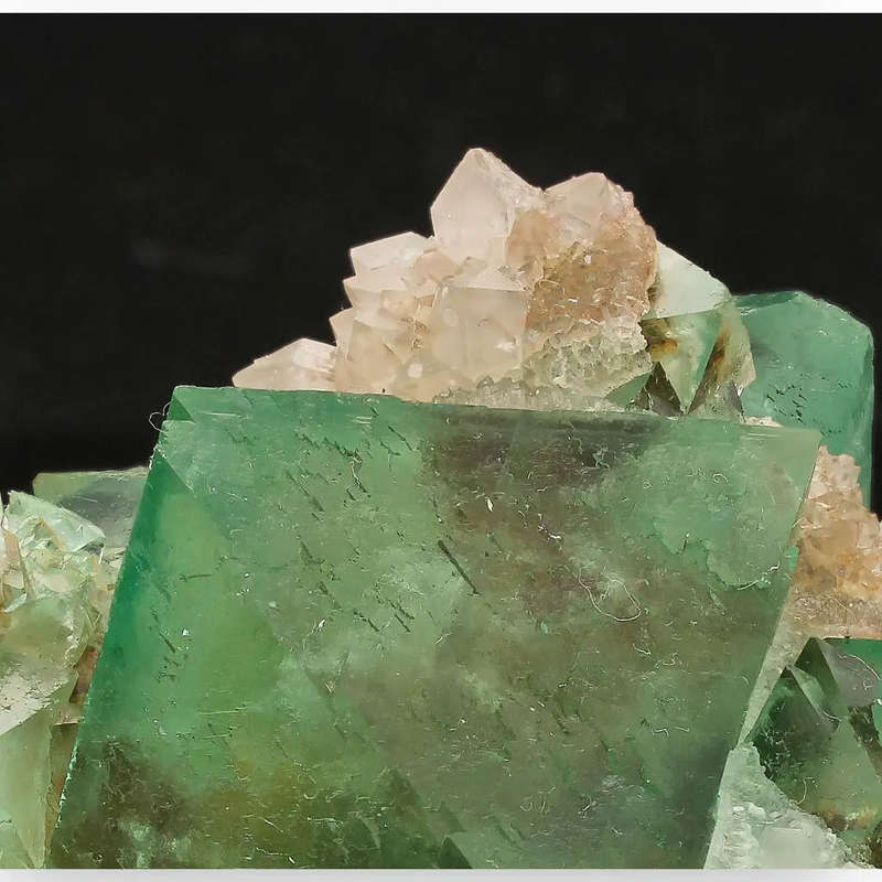 Exceptional Green Octahedral Fluorite Cluster with Quartz