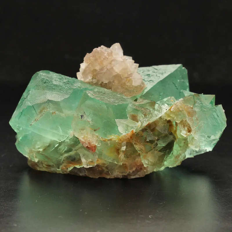 Exceptional Green Octahedral Fluorite Cluster with Quartz