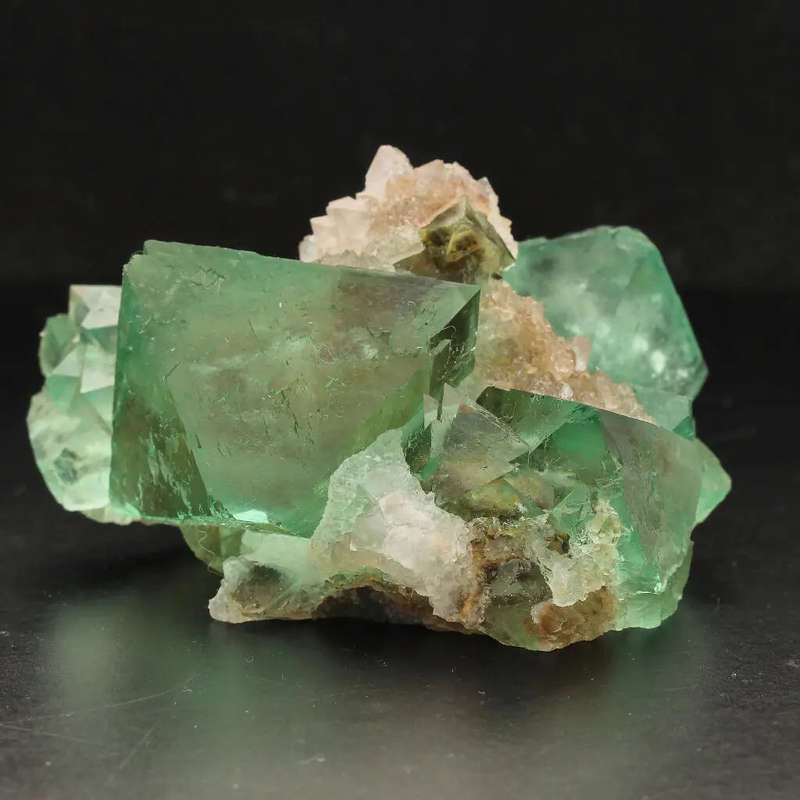 Exceptional Green Octahedral Fluorite Cluster with Quartz