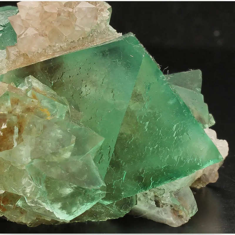 Exceptional Green Octahedral Fluorite Cluster with Quartz