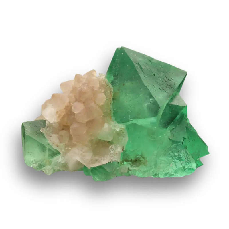 Small Octahedral Fluorite Cluster with Quartz from Riemvasmaak