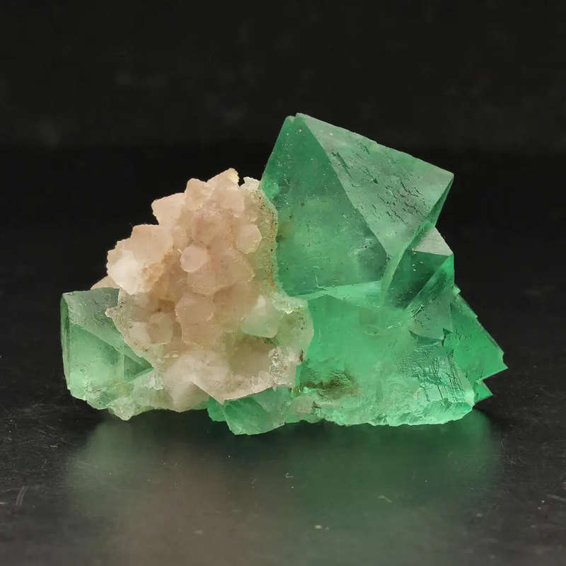 Small Octahedral Fluorite Cluster with Quartz from Riemvasmaak