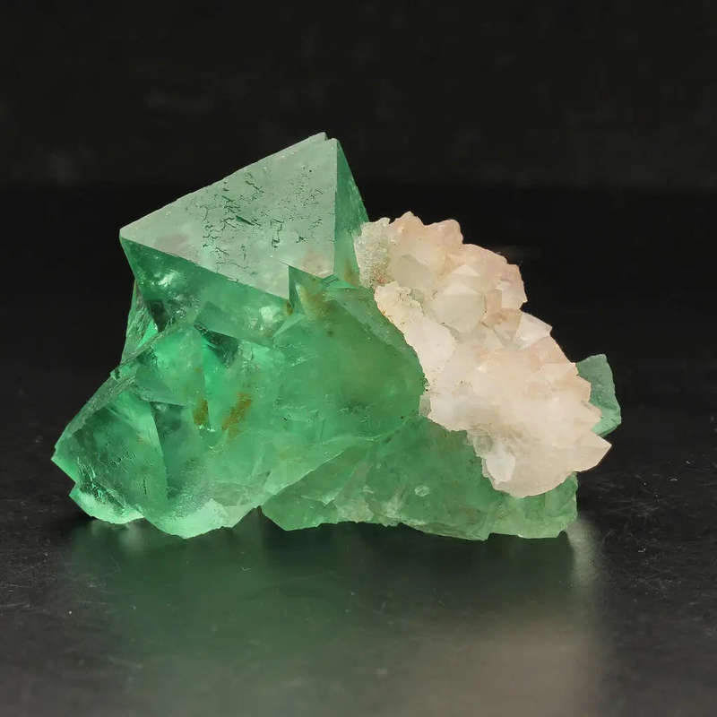 Small Octahedral Fluorite Cluster with Quartz from Riemvasmaak