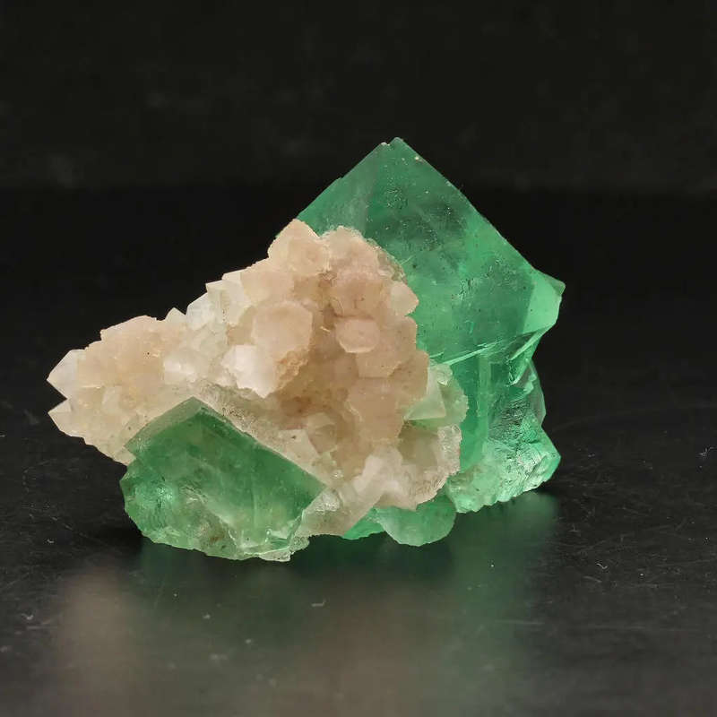 Small Octahedral Fluorite Cluster with Quartz from Riemvasmaak