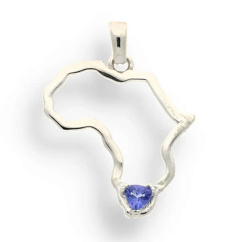 African Continent Tanzanite Pendant - Sterling Silver Heritage Necklace