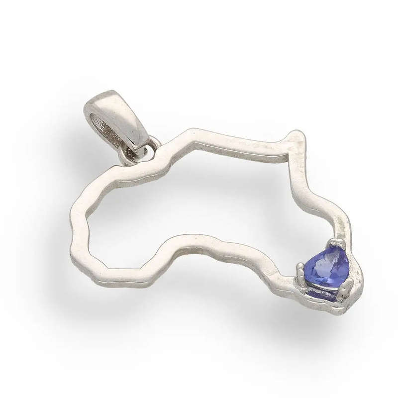 African Continent Tanzanite Pendant - Sterling Silver Heritage Necklace